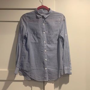 Cotton On Blouse, Blue stripes, Sheer, roll up sleeves